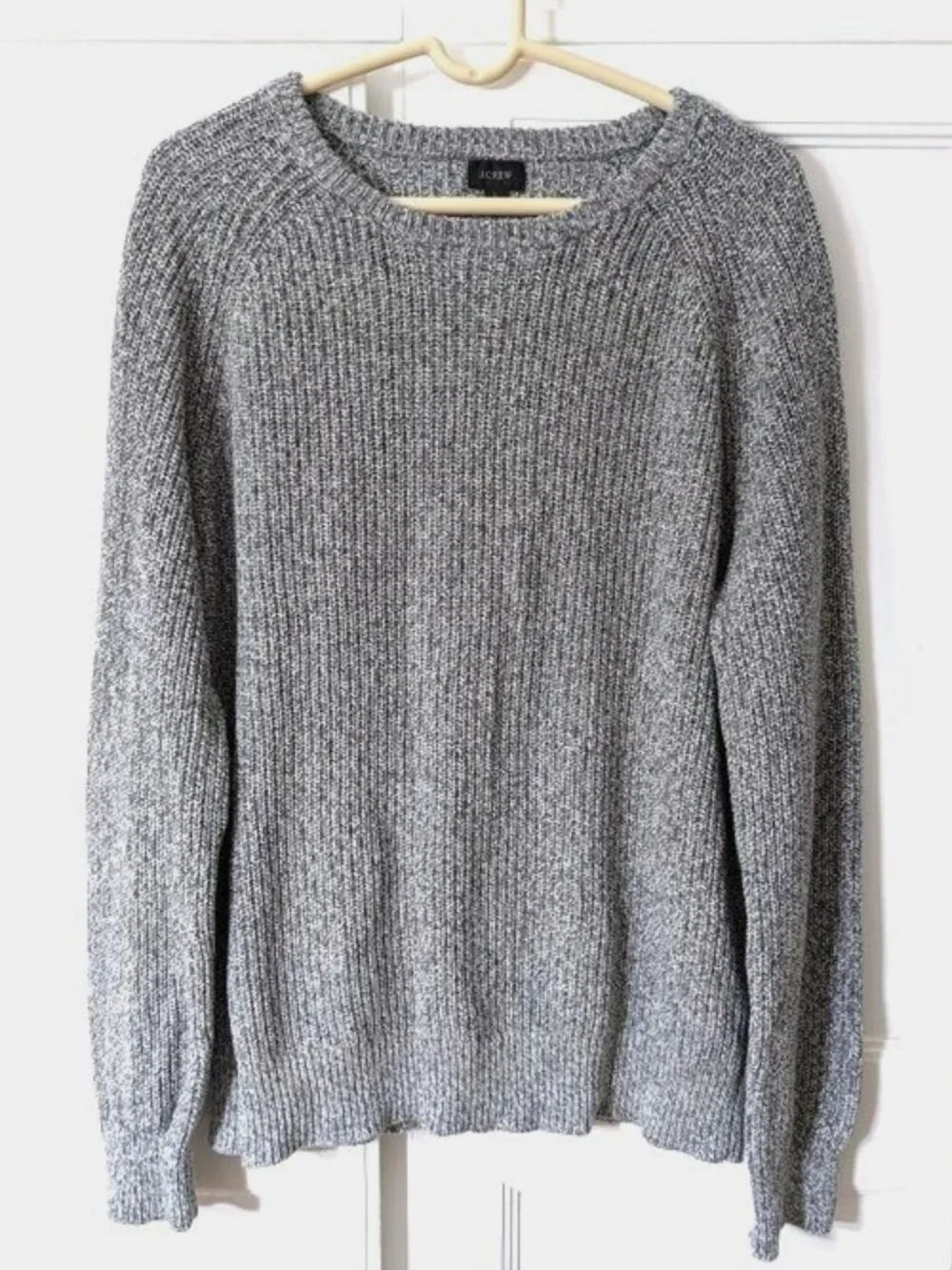 J. Crew Marled Cotton Raglan-sleeve Crewneck Sweater Gray L